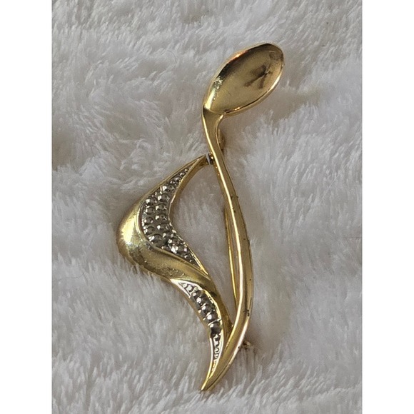 Rhinestone Musical Note Brooch Gold Tone Elegant Lapel Pin Jewelry‎ - Picture 1 of 6